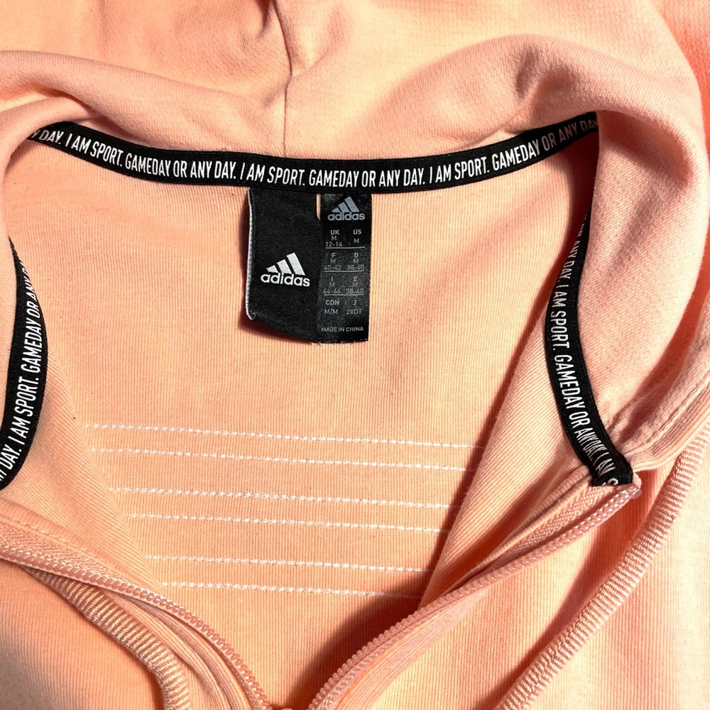 Adidas over sized, cropped, zipper, hooded sweatshirt. Medium - Picture 8 of 13